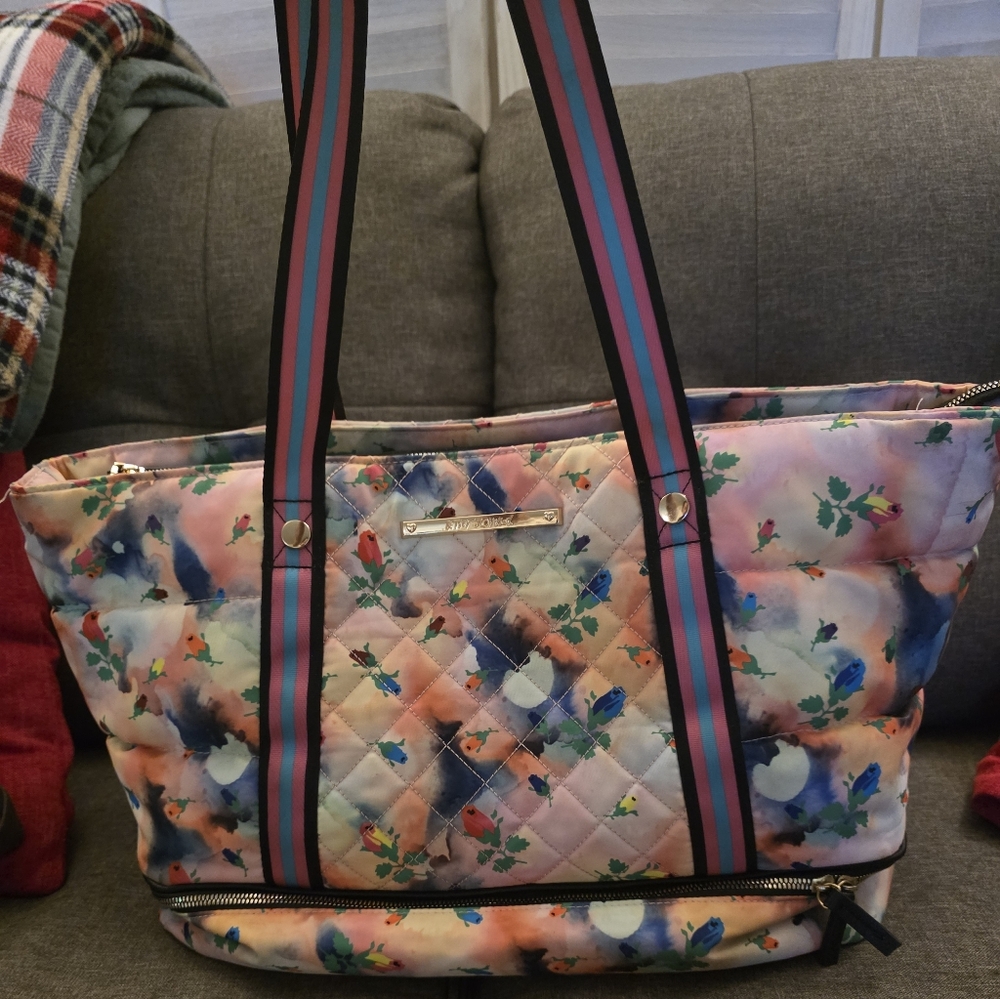 Betsey Johnsin Floral Quilted Weekender Bag